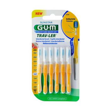 GUM TRAV-LER 1,3mm Tanne gelb Interdental+6Kappen