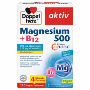 DOPPELHERZ Magnesium 500+B12 2-Phasen Depot Tabl.